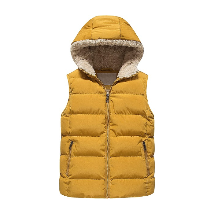 Pursky Big Girl's Winter Vest Waterproof Puffer Fall Sleeveless Warm Jacket Hooded For Kids Outerwear Yellow 8