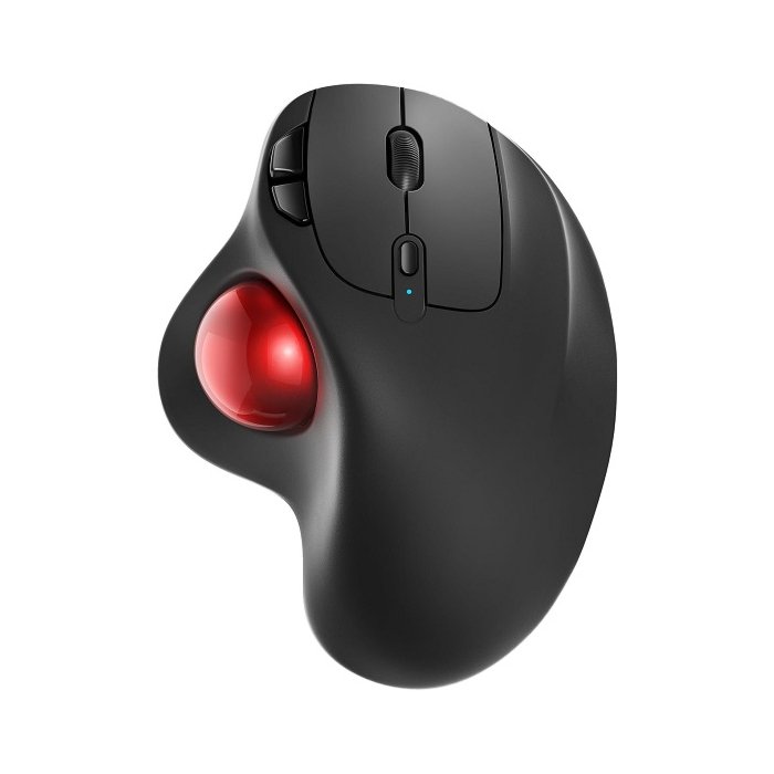 Close-up of Nulea M501's smooth-gliding trackball for precise cursor control.