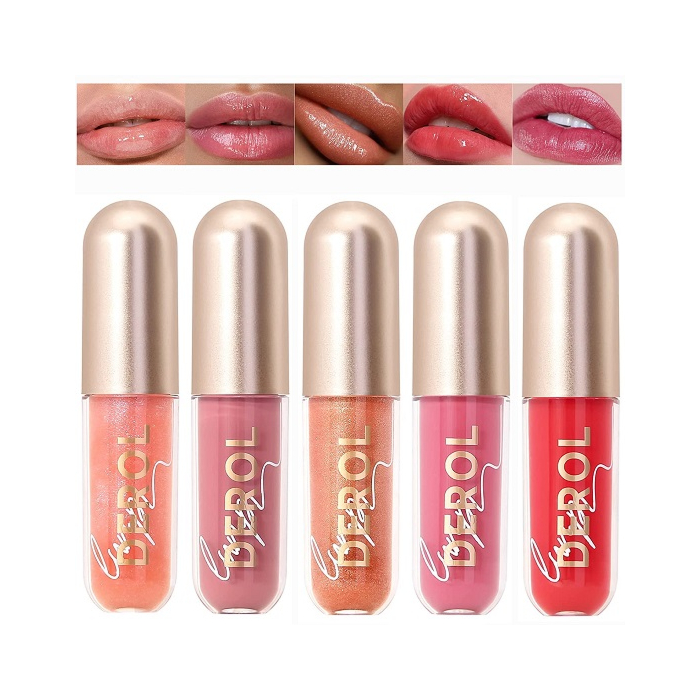 Sitovely 5 Colors Plumping Liquid Lipstick Set with Lip Plumper, Lip Enhancer, Plant Extracts Plumping Lip Stain, Moisturizing Clear Lip Gloss, Buxom Lip Tint, Lip Care