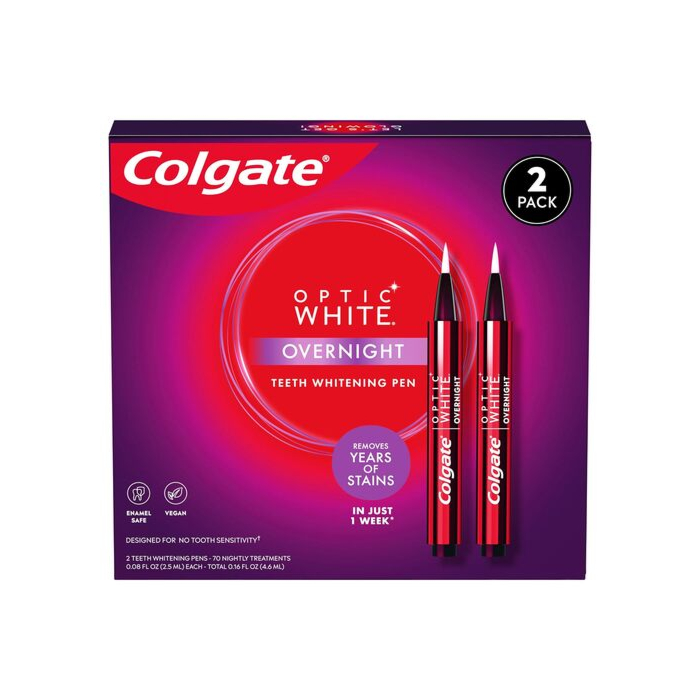 Colgate Optic White Overnight Whitening Pen - Close-up of whitening pen with a clickable tip.