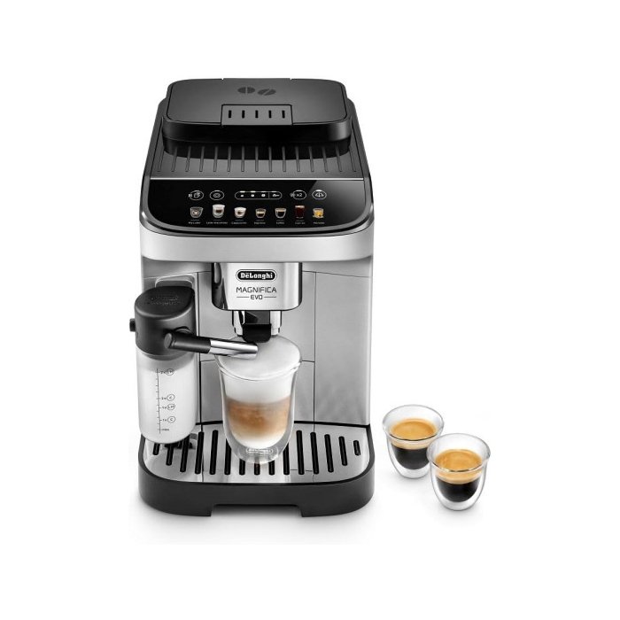 Magnifica Evo Automatic Espresso & Coffee Machine with Automatic Milk Frother for Latte, Cappuccino, Iced Coffee, Built-in Grinder, ECAM29084SB By De'Longhi 