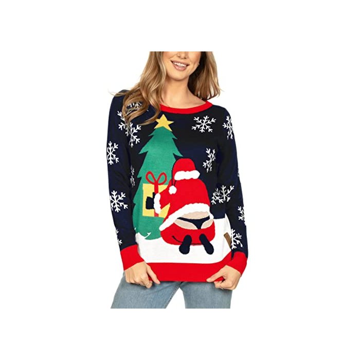 Tipsy Elves Women's Winter Whale Tail Sweater - Funny Santa Ugly Christmas Sweater: Medium