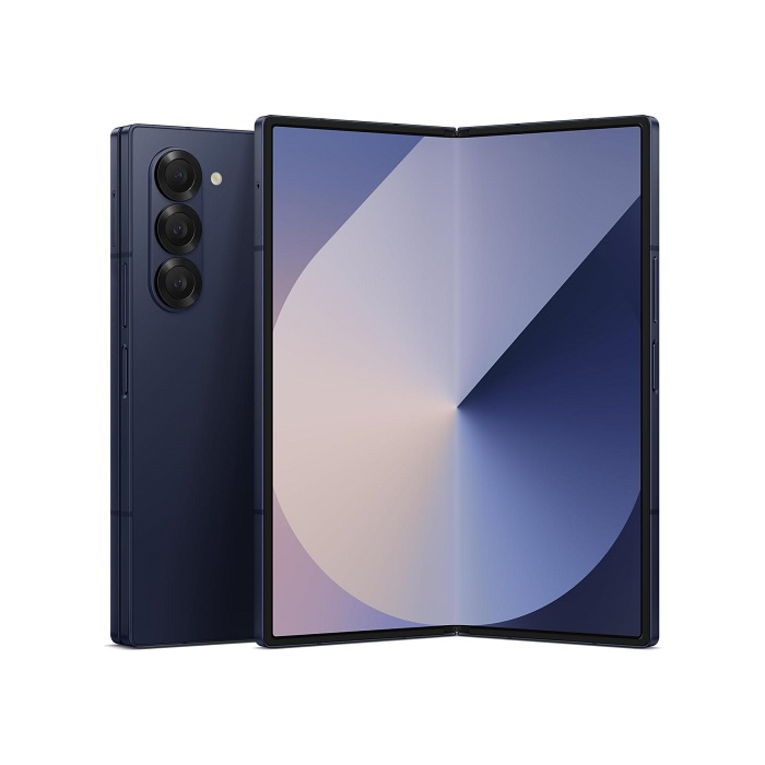 Samsung Galaxy Z Fold 6 smartphone in navy color.