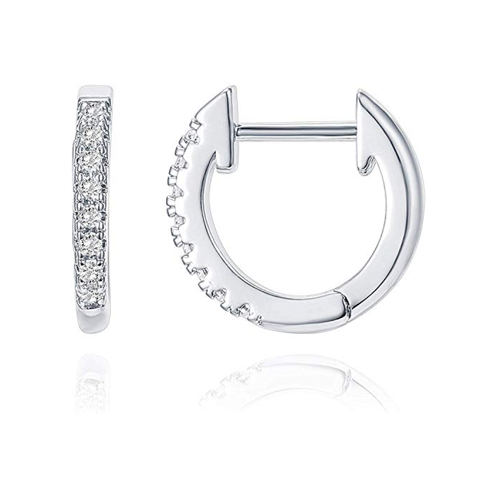 PAVOI 14K White Gold Plated Post Cubic Zirconia Cuff Earring Huggie Stud