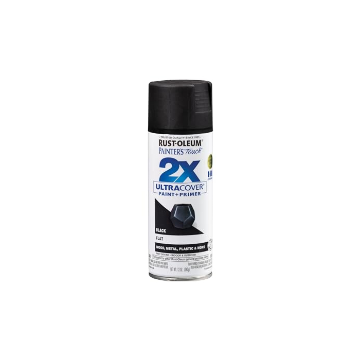 Rust-Oleum 334020 Painter's Touch 2X Ultra Cover Spray Paint, 12 oz, Flat Black