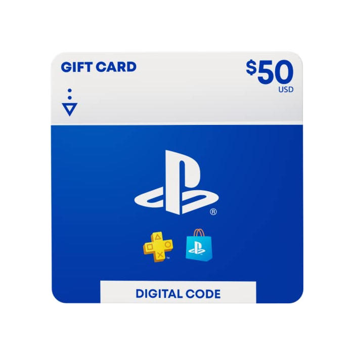 $50 PlayStation Store Gift Card digital code, perfect for PlayStation gamers.