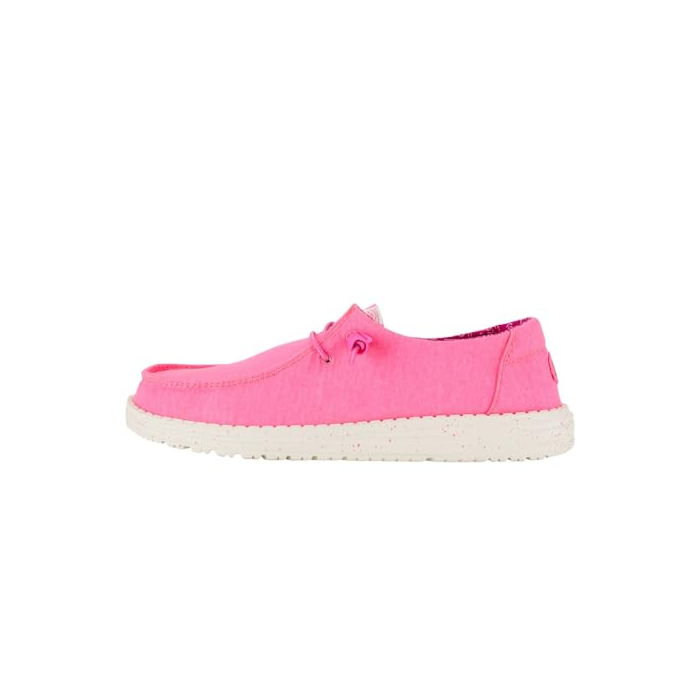 Hey Dude Women's Wendy Canvas Neon Pink Size W5 | Women's Shoes | Women's Slip On Loafers | Comfortable & Light-Weight