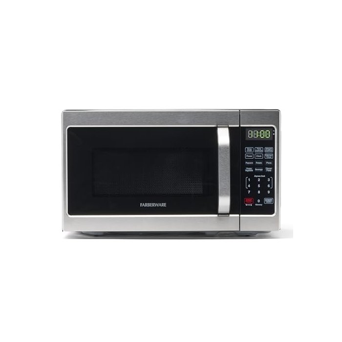 Farberware Countertop Microwave 700 Watts, 0.7 Cu. Ft. - Microwave Oven With LED Lighting and Child Lock - Perfect for Apartments and Dorms - Easy Clean Stainless Steel