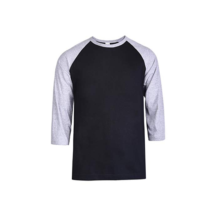 TOP PRO Men's 3/4 Sleeve Casual Raglan Jersey Baseball Tee Shirt (S, Heather Gray/Black)