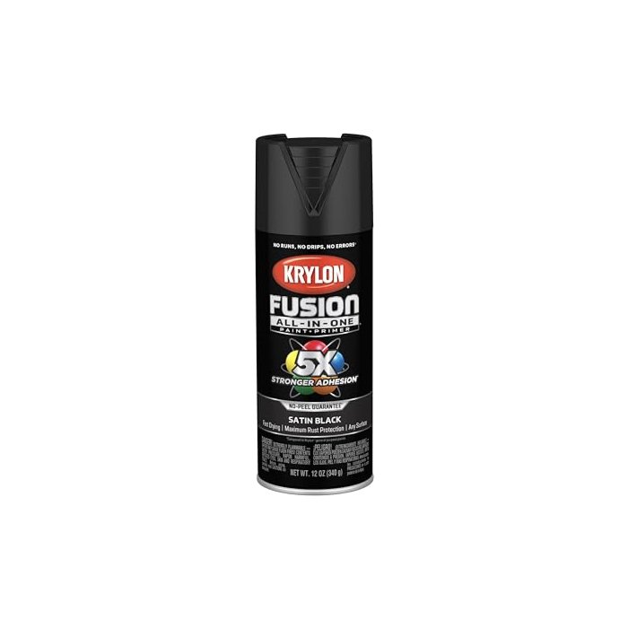 12 oz Krylon K02754007 Black Fusion All-In-One Paint & Primer Spray Paint, Matte