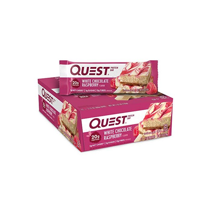 Quest Nutrition White Chocolate Raspberry Protein Bars, High Protein, Low Carb, Gluten Free, Keto Friendly, 12 Count