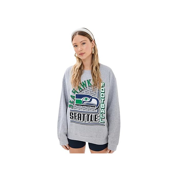 Junk Food Women's Seahawks Backfield Crew Sweatshirt, Heather Grey, XS