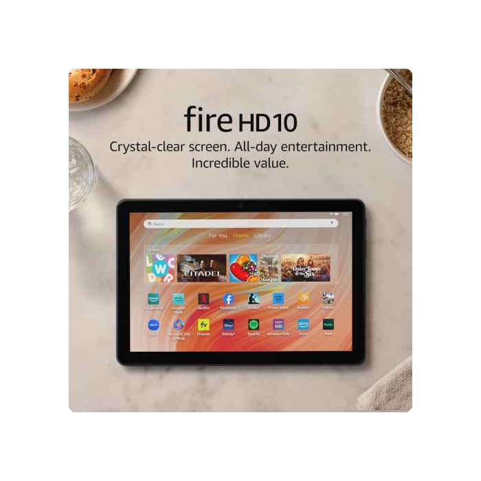 Amazon Fire HD 10 tablet, built for relaxation, 10.1" vibrant Full HD screen, octa-core processor, 3 GB RAM, latest model (2023 release), 32 GB, Black