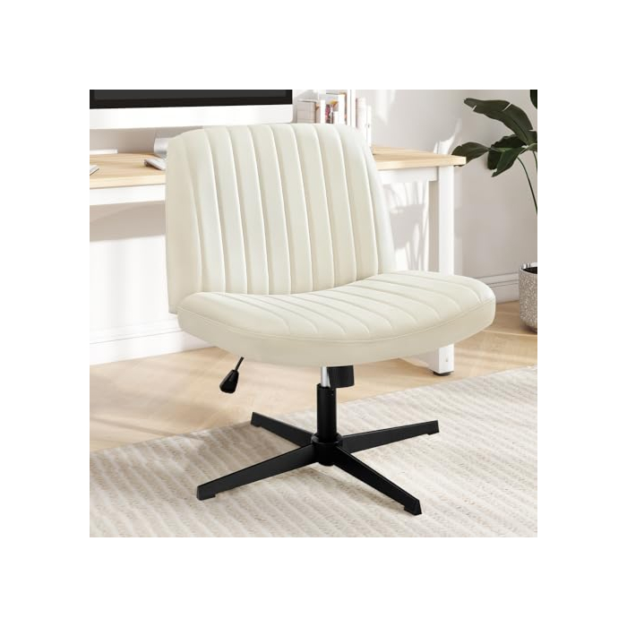 Criss Cross Chair, Cross Legged Office Chair, Wide Comfty Desk Chair, No Wheels Armless Computer Task Chair, Swivel Vanity Home Chair, Height Adjustable