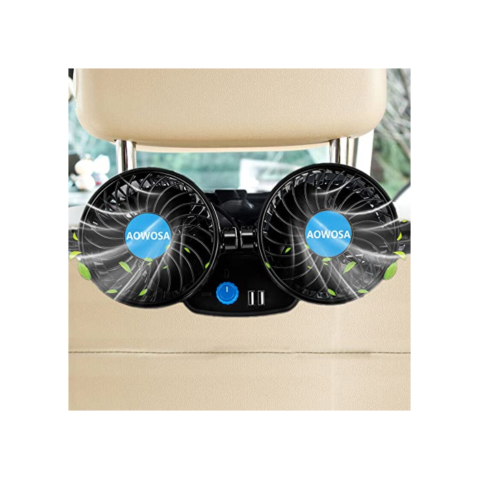 Car Fans 12V Electric Cooling Rear Seat Headrest Vehicle Fan with Cigarette Lighter Plug