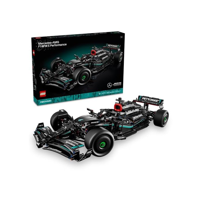 LEGO Technic Mercedes-AMG F1 W14 E Performance model car, authentic replica with intricate details