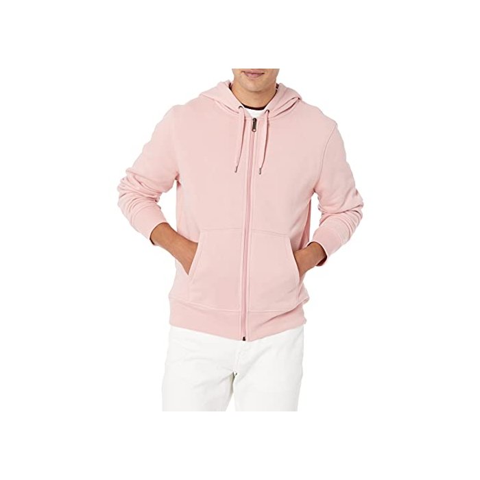 Amazon Essentials Men's Full-Zip Hooded Fleece Sweatshirt (Available in Big & Tall), Pink, Large