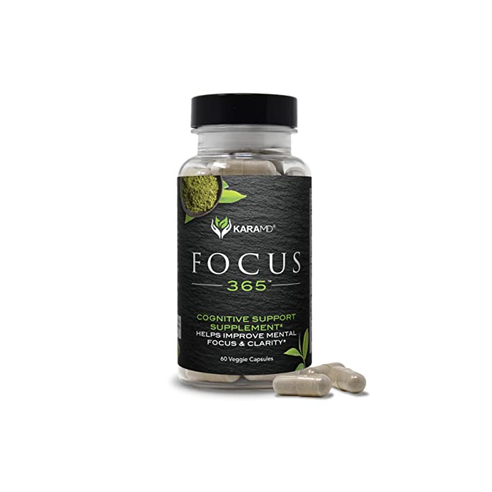 KaraMD Focus 365 - Nootropic Brain Supplement for Memory & Focus - with Maca Root, Ginseng, Acetyl L-Carnitine & Green Tea - Vegetable Capsules - 30 Servings (60 Capsules)