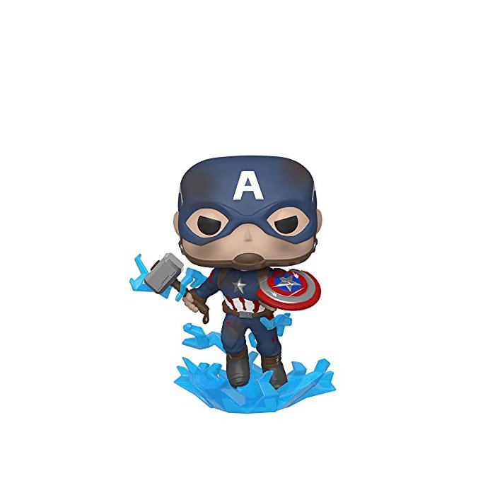 Funko Pop! Marvel: Avengers Endgame - Captain America with Broken Shield & Mjoinir,Multicolor,3.75 inches