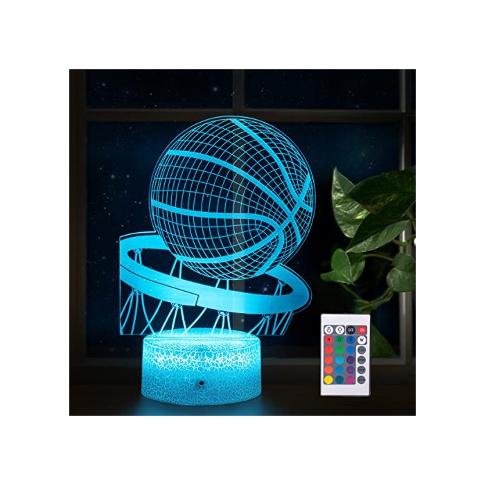 Lmgy Basketball Night Light,3D Illusion Led Lamp , 16 Colors Dimmable with Remote Control Smart Touch, Best Christmas Birthday Gift for 3,4,5,6,7,8 Year Old Boy Girl Kids, Suitable for Basketball fans