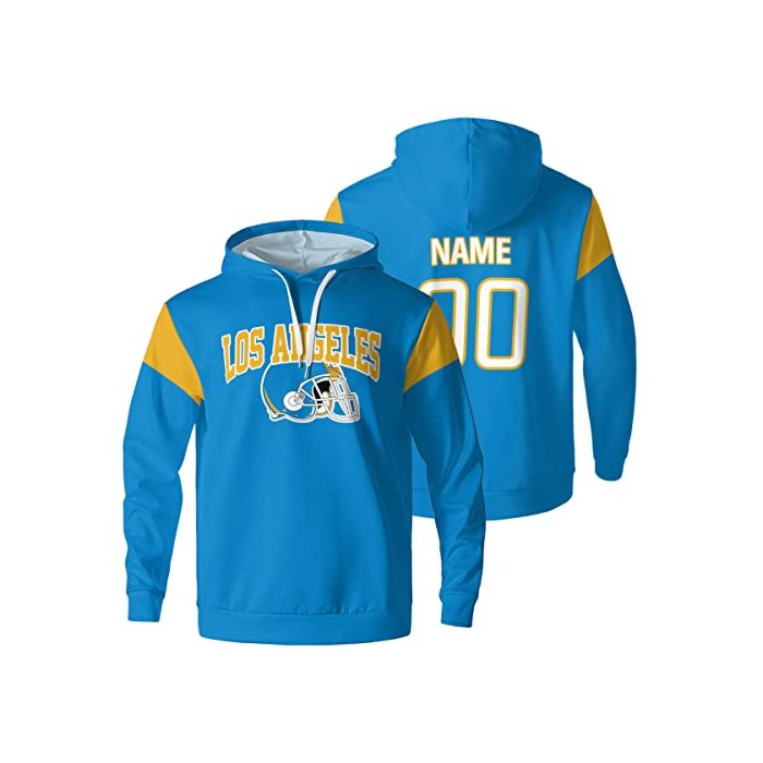 OAOANS Los Angeles Hoodies Custom Personalized Football Apparel Customized Name Number Pullover Sweatshirt Hoodie Gifts For Men Women Kids