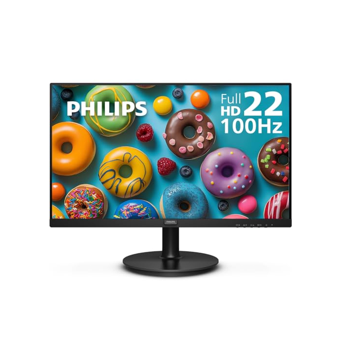 PHILIPS 22 inch Class Thin Full HD (1920 x 1080) Monitor, 100Hz Refresh Rate, VESA, HDMI x1, VGA x1, LowBlue Mode, Adaptive Sync, 4 Year Advance Replacement Warranty, 221V8LB