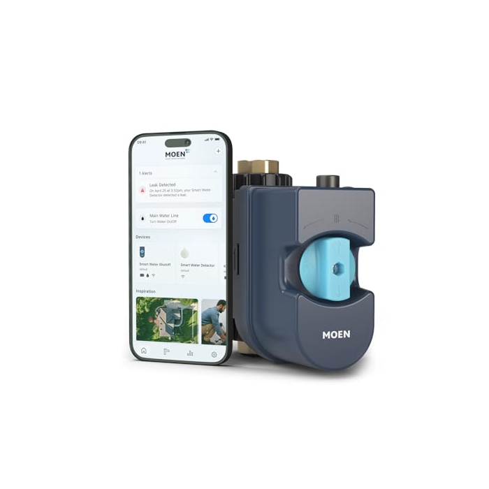 Moen 900-001 Flo Smart Water Monitor and Automatic Shutoff Sensor, Wi-Fi Water Leak Detector for 3/4-Inch Diameter Pipe