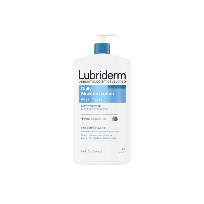 Lubriderm Daily Moisture Lotion + Pro-Ceramide with Shea Butter & Glycerin Helps Moisturize Dry Skin, Hydrating Face, Hand & Body Lotion is Lightly Scented & Non-Greasy, 24 fl. oz