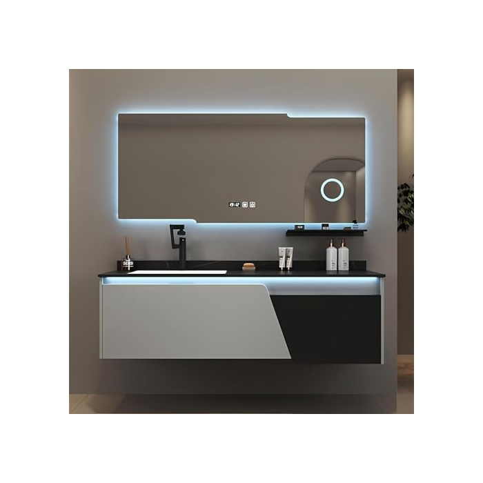 BLOVARI Bathroom Vanity with Sink - Modern Floating Vanity Set Includes Bathroom Vanity Cabinet and Led Smart Defog Mirror with 2 Drawers (36")