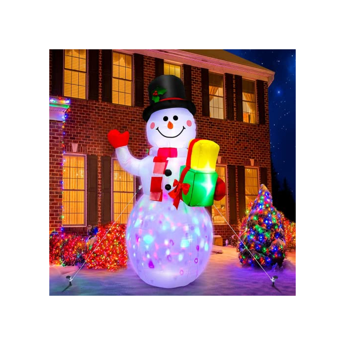 5 Ft Inflatable Snowman Christmas Outdoor Decoration Blow Up Snowman with Upgrade Rotating LED Lights for Holiday/Party/Xmas/Yard/Garden Decorations